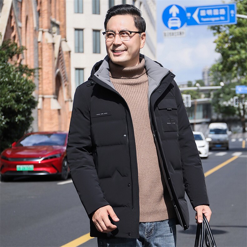 男士羽绒服冬季白鸭绒可拆卸帽上衣中年新款商务休闲爸爸装外套,男装羽绒服,电商B212（原钱塘6029）