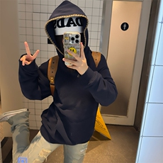 抖音得物高品质二开25秋冬美式重磅宽松纯色连帽贝壳刺绣卫衣W63，男装卫衣，电商A486-1
