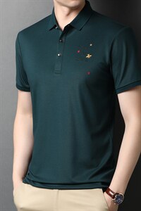 2024新款男装中青年翻领POLO衫日常休闲短袖上衣男字母半袖T P75图片