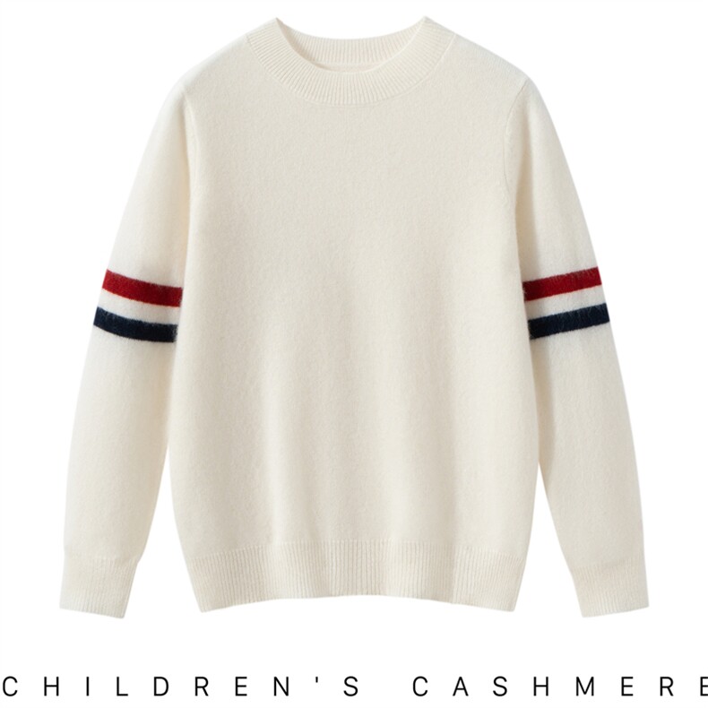2025新款男女通用儿童十二针风彩袖，童装儿童羊绒衫，圣极绒童装