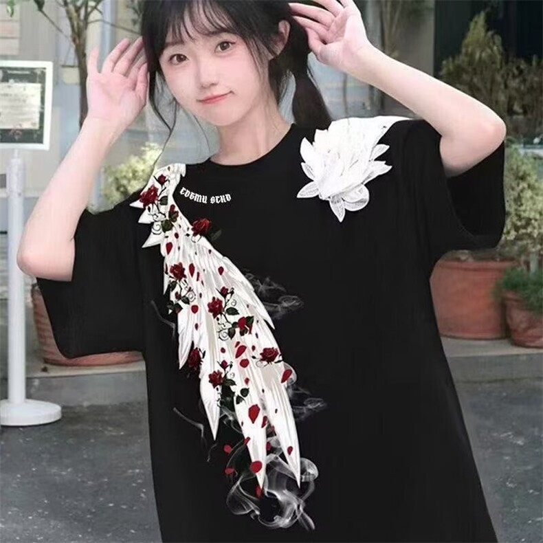 潮ins短袖潮牌t恤男宽松嘻哈欧美街头潮流五分情侣半截袖上衣潮,男装T恤,星座506A