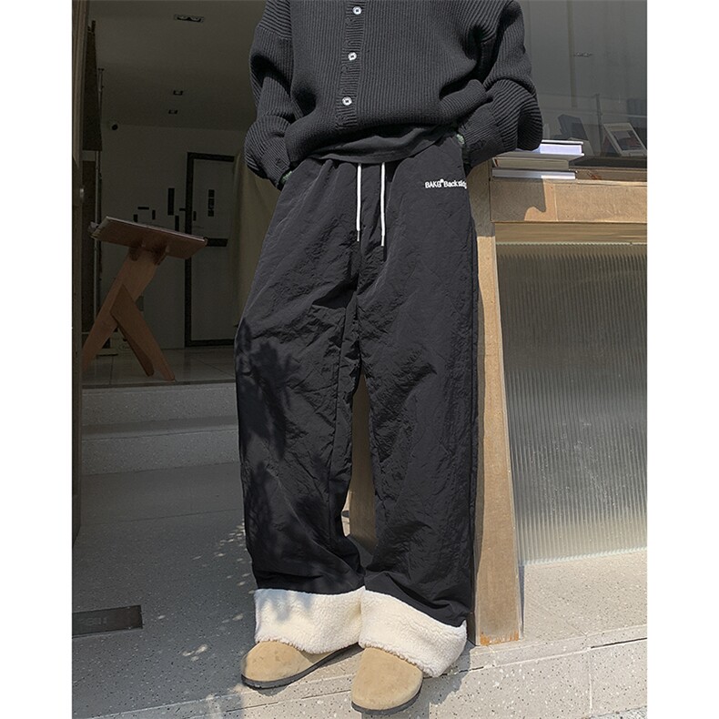 加绒加厚葫芦纹夹棉宽松抽绳休闲裤XZ604-K119-特P50控88,男装休闲裤,星座604