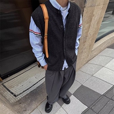 26@春cleanfit针织外套慵懒ootd穿搭韩系开衫马甲毛衣V16-P43网图，男装针织衫/毛衣，电商B245