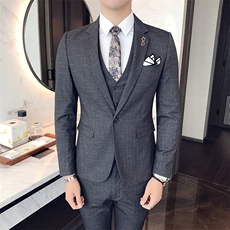 英伦韩版修身西服套装男士西装三件套W7017/P285，男装西服套装，星座1012