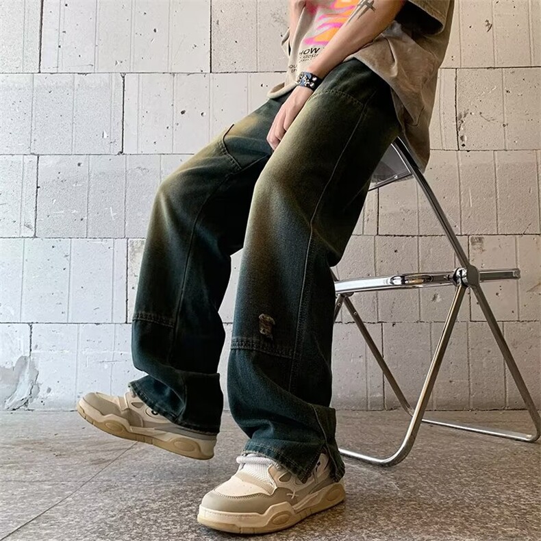 美式高街牛仔裤男韩版潮流破洞个性帅气2023夏季ins长裤RK704-P46,男装牛仔裤,星座412-3