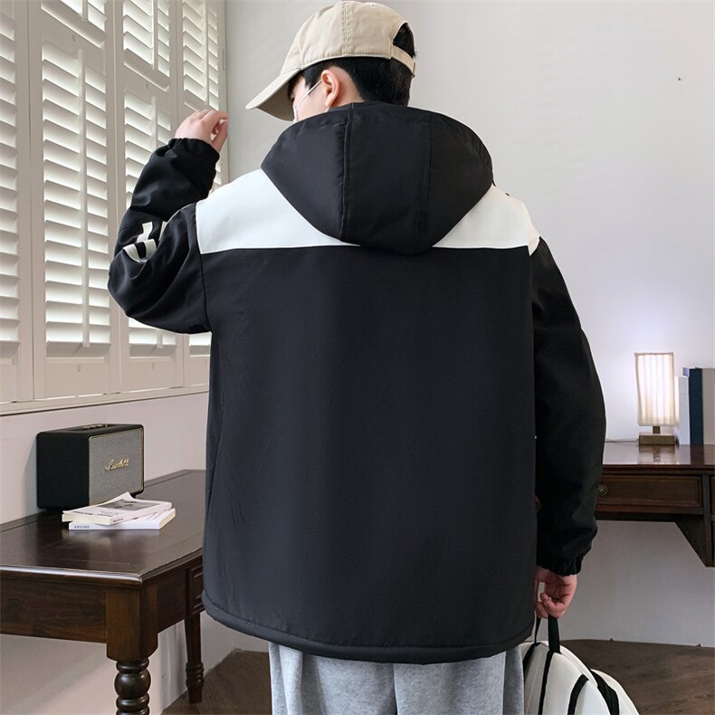 港风秋季男士夹克男宽松时尚连帽休闲夹克外套上衣J898-P53加绒63,男装夹克,星座310B-3