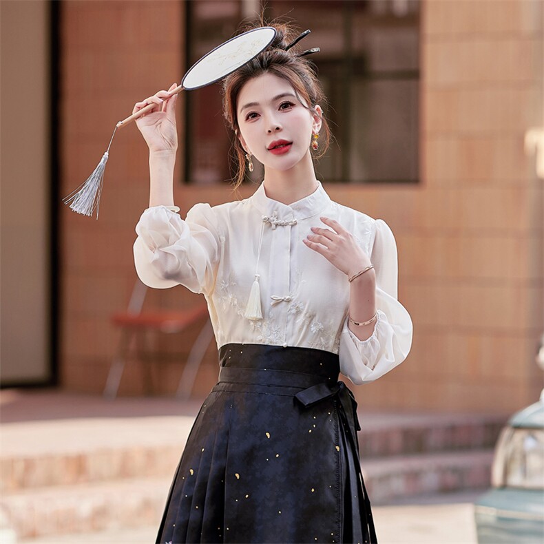 新中式国风刺绣女2025年春季新款气质优雅中式,女装衬衫,采品优优