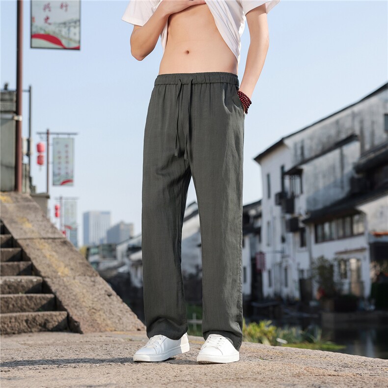 2026夏季新款宽松大码纯色休闲风男装天丝休闲裤K2611,男装休闲裤,电商A008