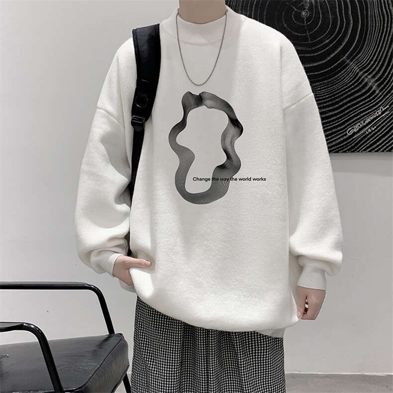 半高领毛衣男大码胖子针织衫毛线衣M18390-P45加绒款-P65,男装针织衫/毛衣,电商A040