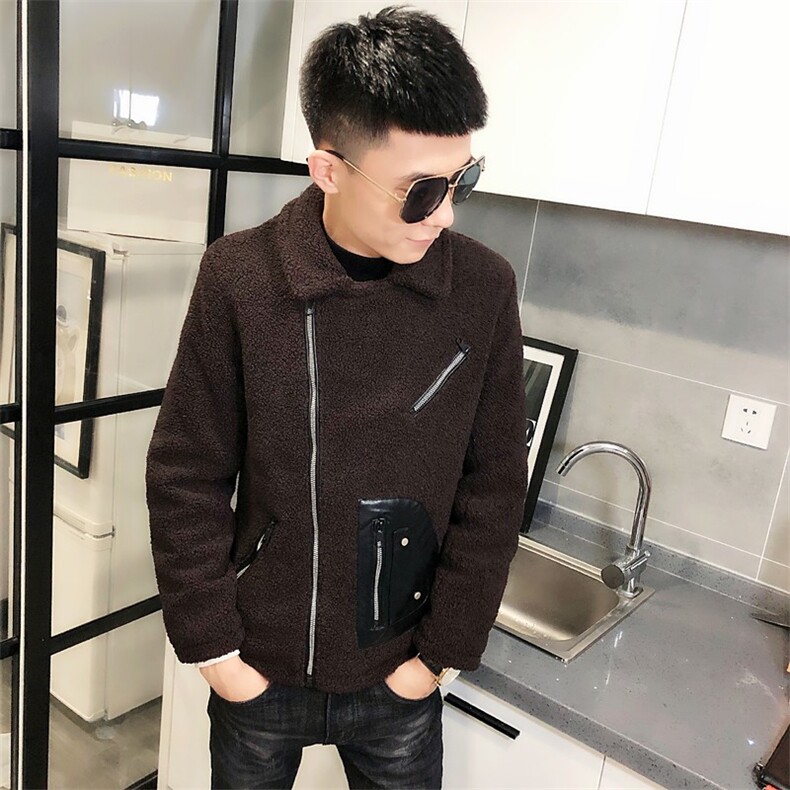 羊羔毛棉服社会小伙加厚男棉衣斜拉车外套C301B-YG01,男装棉衣,电商C301B