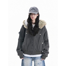 座山雕毛领保暖连帽棉服外套女cleanfit加厚加绒夹克MF368-P90，男装夹克，星座412-3
