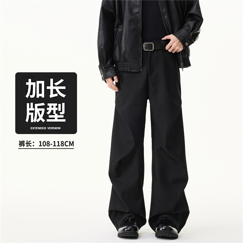 2026美式微喇褶皱休闲西裤男士潮牌宽松直筒拖地长裤 K901/ P65图片