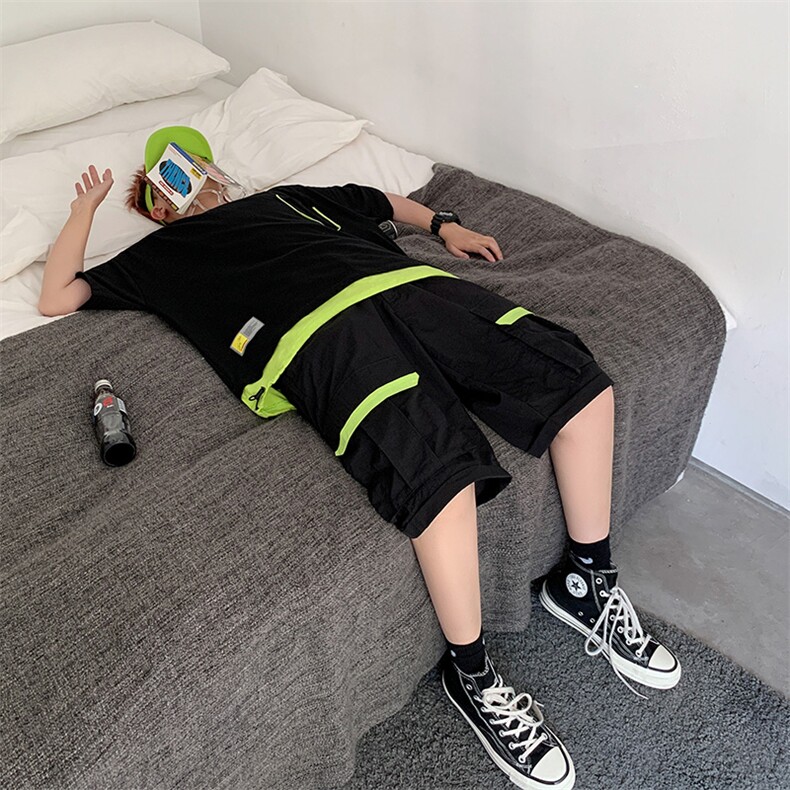 （T恤发35）套装男ins潮T恤短裤夏季休闲运动两件套宽松TZ202/P85，男装T恤，星座1506-1