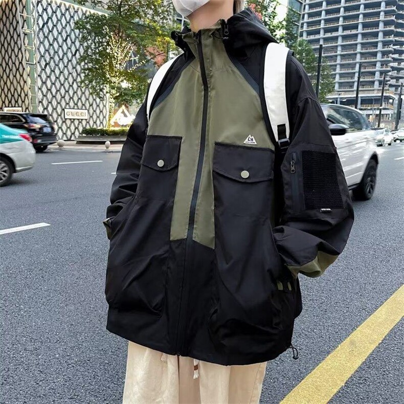 美式高街拼色小牛津防水外套男韩版潮流2025冬季ins夹克CC016-P75,男装夹克,星座911-3