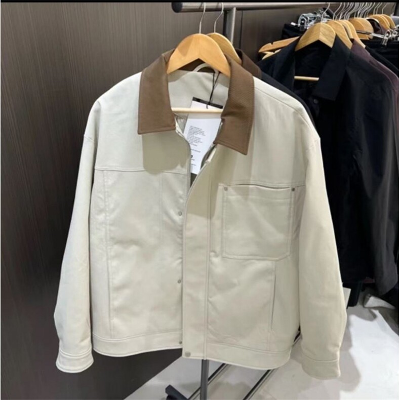 新款现货纯棉夹克男翻领撞色上衣外套A157B-J2520-特P85,男装夹克,电商A157B