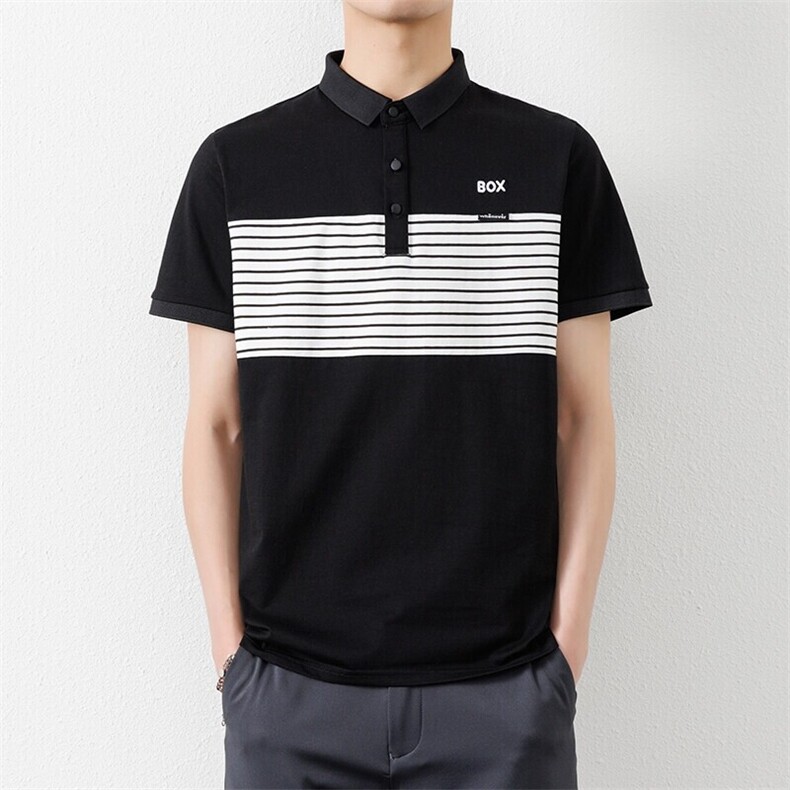 25030-特P35短袖t恤男士夏季新款休闲体恤潮流翻领条纹polo衫男，男装Polo衫，电商D310B-1
