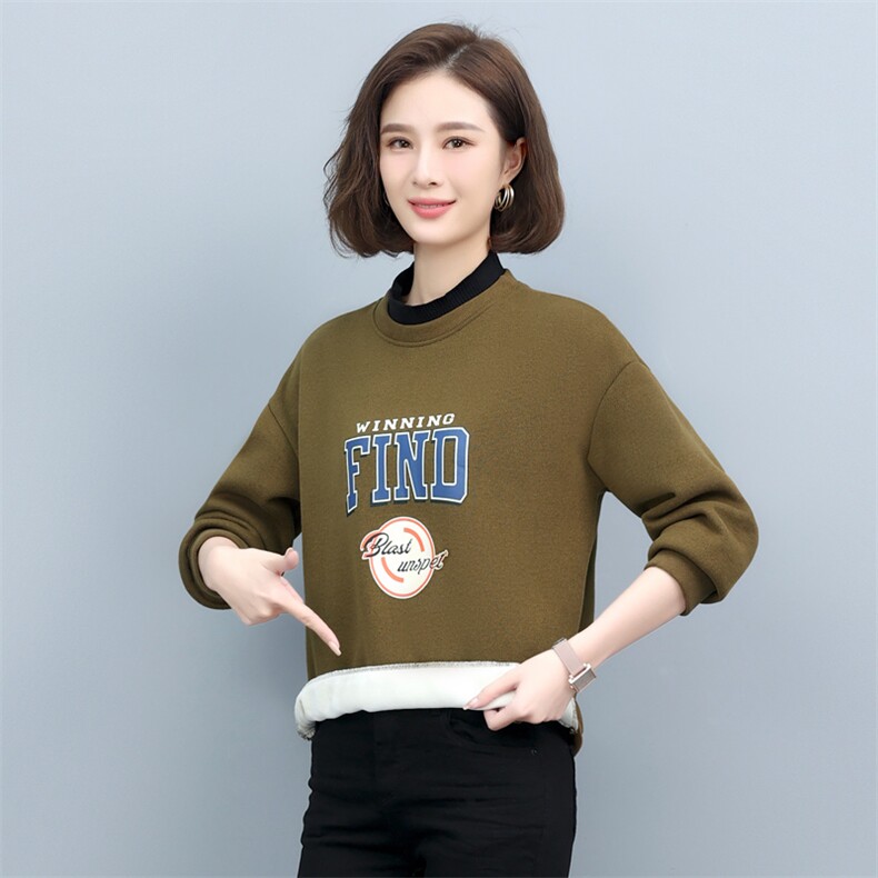 2023年秋季新款潮韩版时尚气质加绒加厚卫衣女高领打底衫女棉秋冬,女装卫衣/绒衫,简韵佳