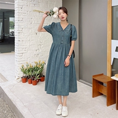 新款现货v领休闲牛仔连衣裙212A-609-P115-165，女装连衣裙，浙宝212A