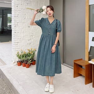 新款现货v领休闲牛仔连衣裙212A-609-P115-165图片