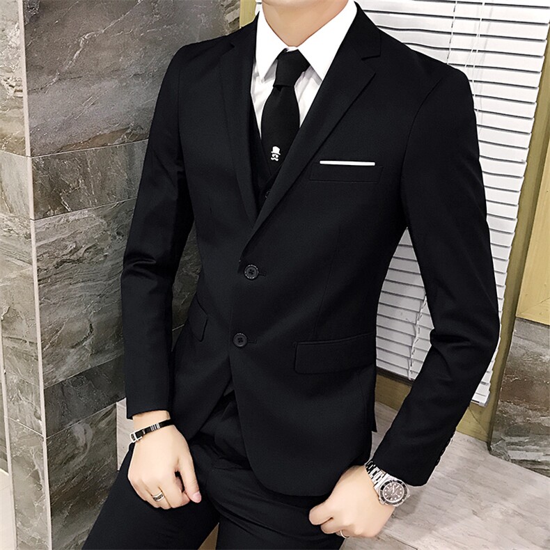 两粒扣男装西服套装纯色白条西装三件套纯色职业商务1012-W6294,男装西服套装,星座1012
