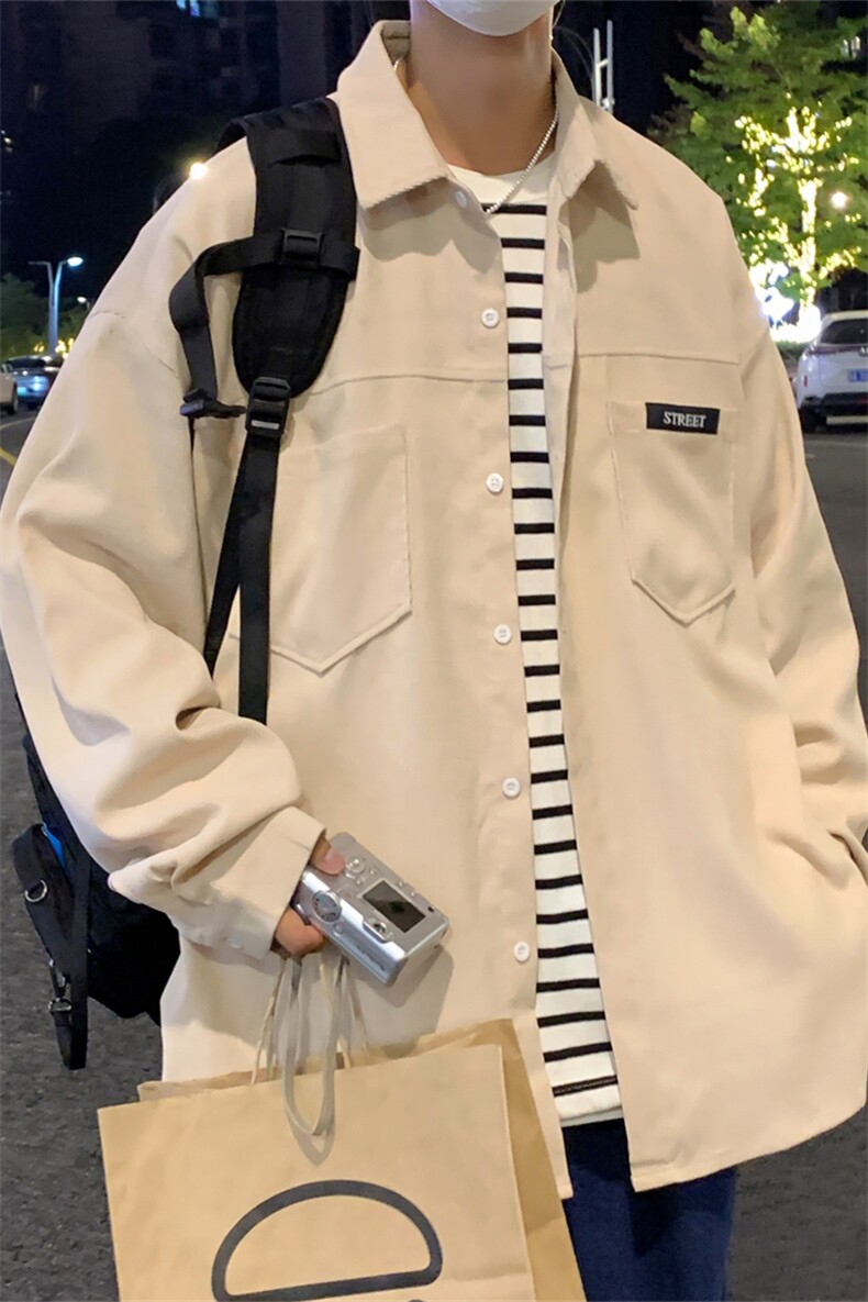 C6085/P40秋装新款水洗灯芯绒衬衫男长袖衬衣大码宽松外套上衣男,男装衬衫,电商A141
