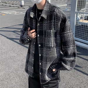 春秋季男装设计感小众夹克男生休闲衬衫小香风翻领外套男图片