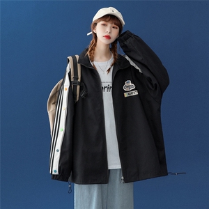 中性秋季百搭袖子拼接彩色宽松夹克情侣棒球服外套 G6251 P65控78图片