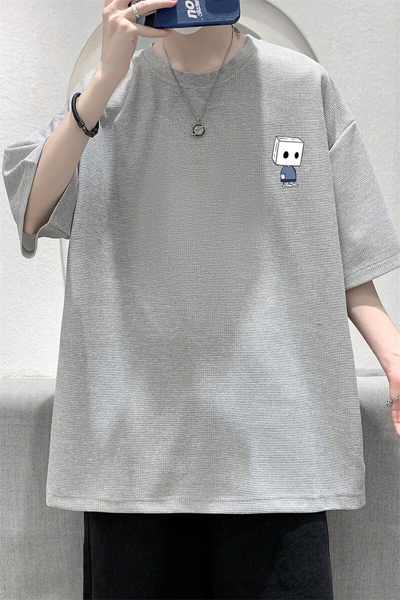 华夫格t恤男短袖男大码五分袖大皂风HT73400-P22,男装T恤,电商A040