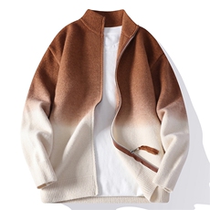 25849-P75秋季时尚休闲毛衣开衫男针织衫渐变色简约开衫外套，男装针织衫/毛衣，电商D310B