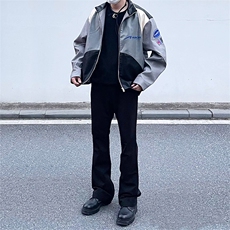纯黑色高弹修身直筒大码微喇毛边牛仔裤男K860-K866-P50，男装牛仔裤，星座205