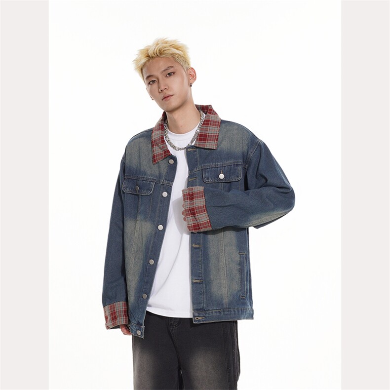 复古蝴蝶贴标牛仔外套男春秋2026新款水洗美式夹克宽松情侣装上衣,男装工装外套,星座1013