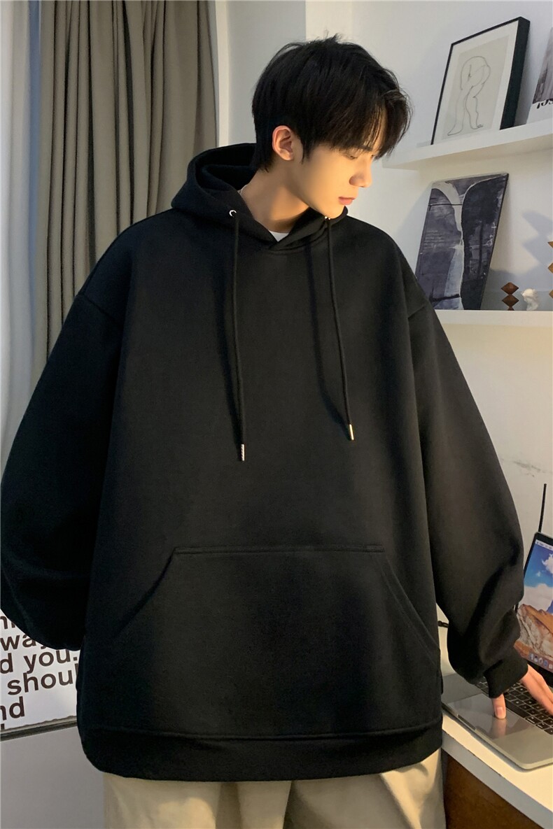 2023男生秋季新款外套潮流纯色宽松落肩卫衣JK23305-特批25控48,男装卫衣,星座605(原A050)