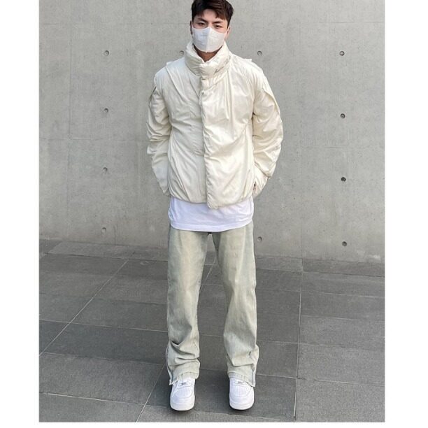 美式高街vibe复古水洗做旧黄泥染拉链开叉牛仔裤男直筒微喇长裤子,男装牛仔裤,星座506A
