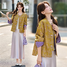 新中式风提花盘扣短外套女春秋2026高级感气质超火减龄百搭上衣，女装短外套，悠米