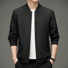 夹克2023春季新款商务休闲立领中年男士上衣纯色宽松潮流男装外套图片