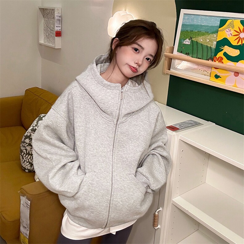 抖音得物高品质25秋冬美式高街宽松结构防风高领连帽卫衣外套W60，男装卫衣，电商A486