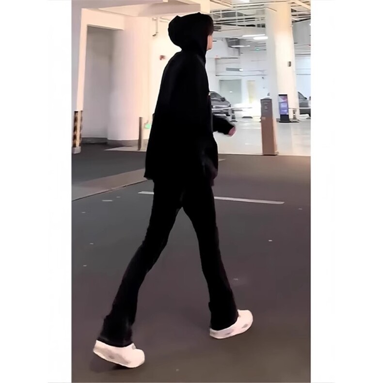 纯黑色高腰微喇牛仔裤男裤子美式高街vibe修身直筒裤A121-P50,男装牛仔裤,星座1007（原301D）