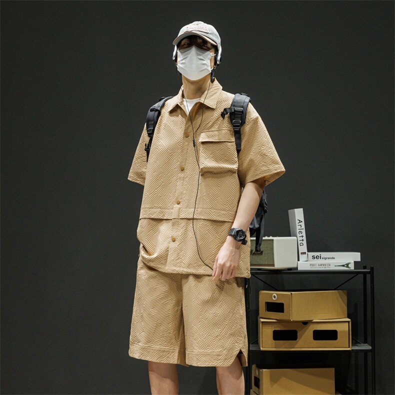 短袖衬衫男新款夏季薄款透气搭配一套短裤宽松翻领衬衣TZ073-P80,男装牛仔裤,星座308B-2