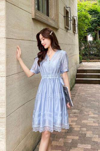 天丝压花边时尚连衣裙，女装连衣裙，天使公主