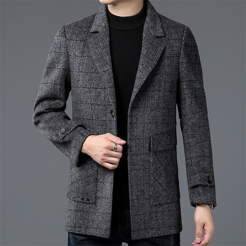 DZ93688钱塘2020-3中年男士时尚休闲简约中年男士毛呢大衣P315,男装毛呢大衣,钱塘207-3