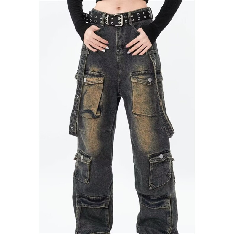 1506-1/KC5071/P74美式复古高街工装裤男直筒阔腿牛仔裤男女同款,男装牛仔裤,星座1506-1
