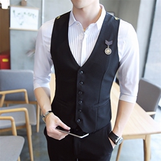 Y8750-VQ男潮韩版修身肩章空军服马甲KT夜店酒吧马甲工作服，男装背心/马甲，星座717A
