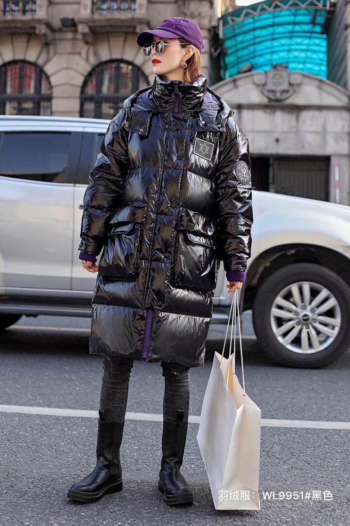 2021年冬季新款撞色韩版时尚显瘦中长款羽绒服现货大量供应，女装羽绒服，婉伦