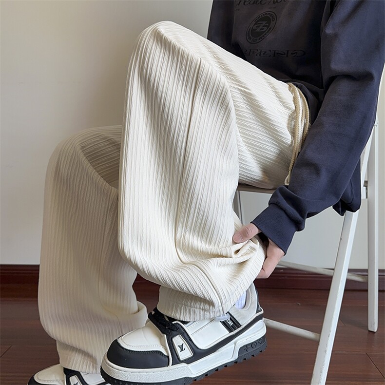 2026春季新款纹理感休闲裤男潮流大码拖地阔腿裤K5634特P33控58，男装休闲裤，电商A001