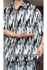 短袖衬衫男+短裤男套装男100%聚酯纤维M-5XL大码TZ78721P50控98，男装牛仔裤，星座226-1