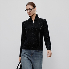 2025秋冬新款时尚半高领山羊绒100%拉链羊绒毛衣女，女装羊绒衫，阿舍尔精品