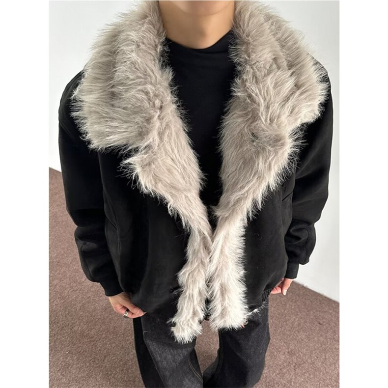 冬季新款复古做旧座山雕棉服男女宽松解构磨毛毛领外套M8223,男装棉衣,星座1116A（原606A-3）