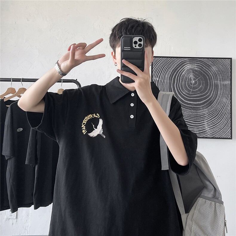 港风polo衫休闲潮大码情侣男女风翻领短袖T恤DP7022P35控,男装Polo衫,星座227-7