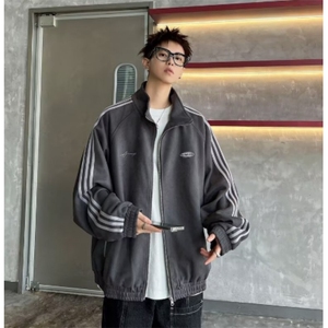 美式vibe运动三条杠夹克男秋季宽松休闲潮牌痞帅开衫外LAR522-P55,男装夹克,星座1008