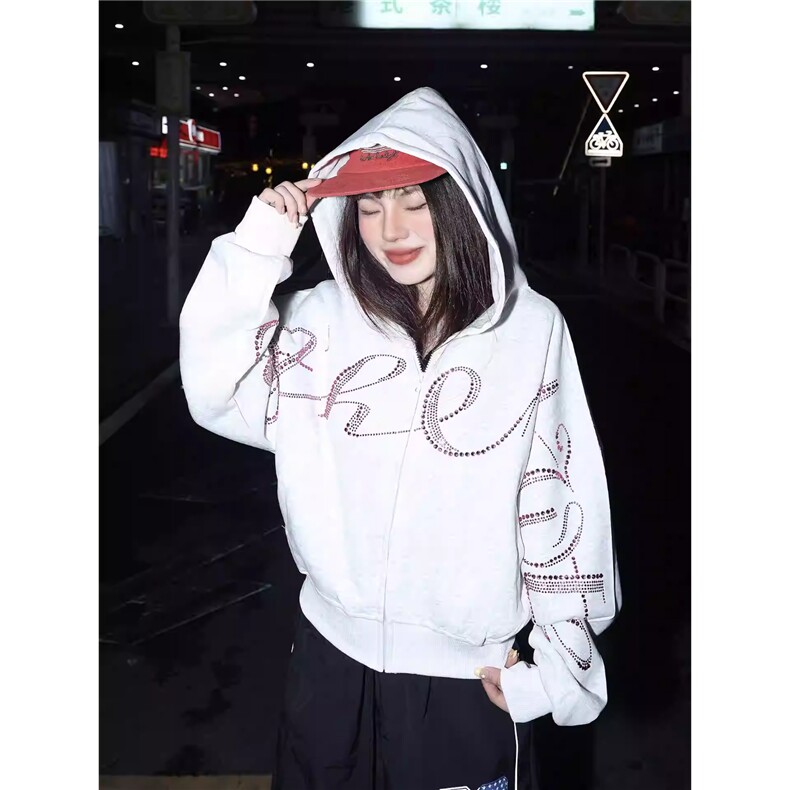 现货美式宽松慵懒风oversize外套上衣W204/P55，女装卫衣/绒衫，星座205-3